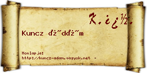Kuncz Ádám névjegykártya