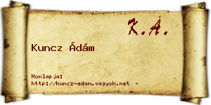 Kuncz Ádám névjegykártya